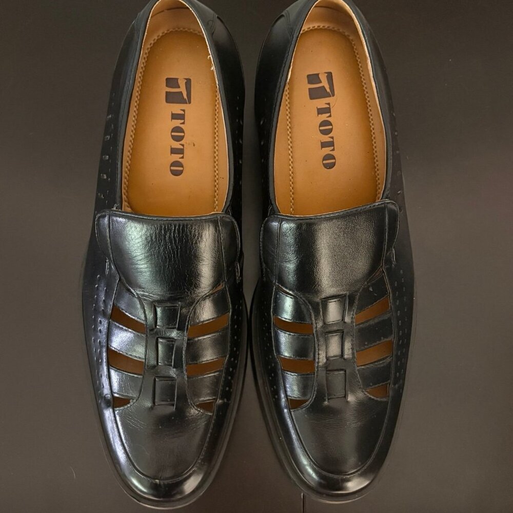 Toto Mens Black Dress Shoe‎ with Cut Out Detail US10 - Picture 3 of 7